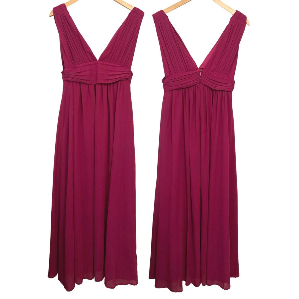Lulu’s Womens Heavenly Hues Magenta Maxi Dress Deep V Evening Formal Prom XS - Picture 2 of 10